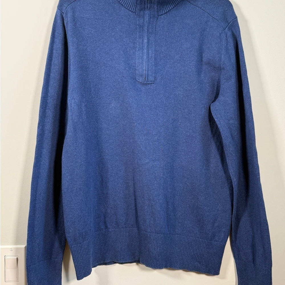 Banana Republic Cotton Cashmere Quarter Zip Sweater Men's Medium Blue Pullover